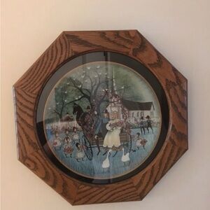 Source Unknown Rustic Octagonal Frame with Pastoral Scene